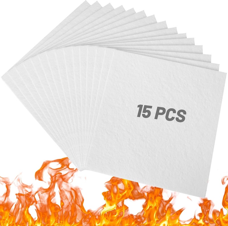 UCandy 15 Pack Ceramic Fiber Paper, 11" x 12" x 1/8" High Temperature Ceramic Fiber Rectangle Papers White Insulation Gasket Paper for Stove Furnace Fireplace - Image 1